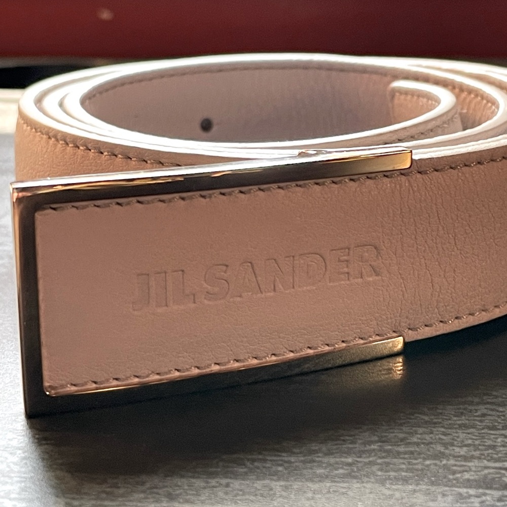 JIL SANDER White Leather Belt 41 Inches Long